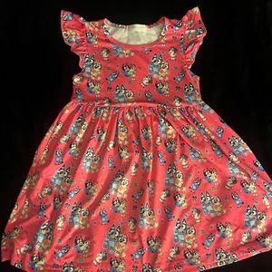 Bluey and Bingo pink dress, size 120 (5T)